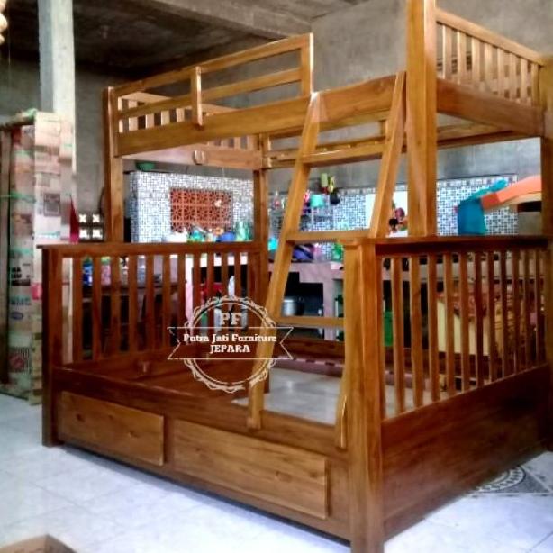 TERBARU TEMPAT TIDUR TINGKAT KAYU JATI DIVAN RANJANG SUSUN MODEL H545YT2HY