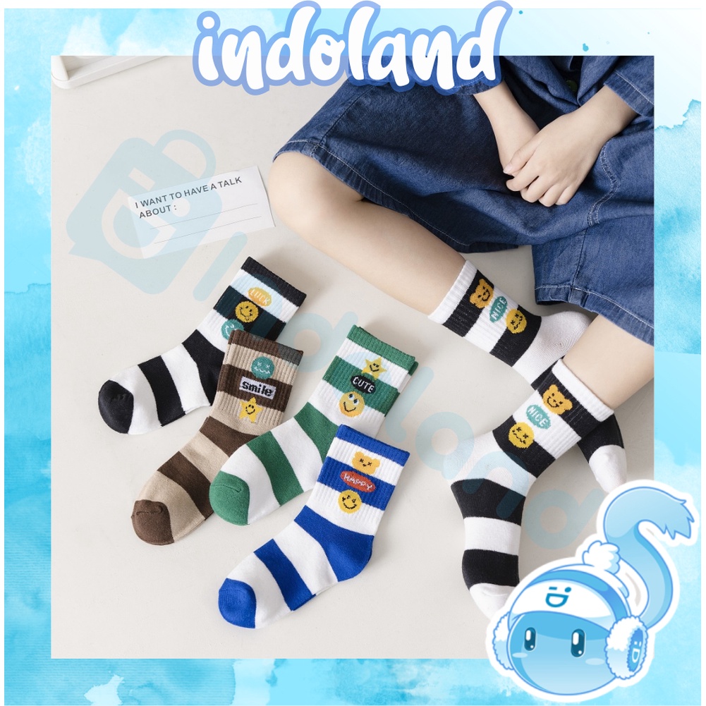 ☀INDOLAND☀ Kaos Kaki Anak Motif Smiley Kaus Kaki Bayi Lucu KK050