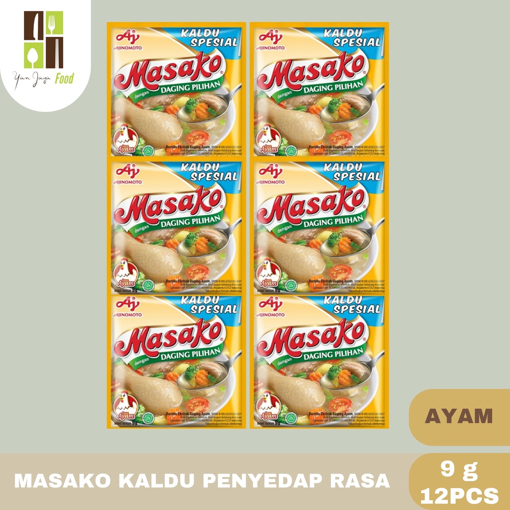 Masako Kaldu Penyedap Rasa Ayam/Sapi 9g 12 Pcs/Sachet