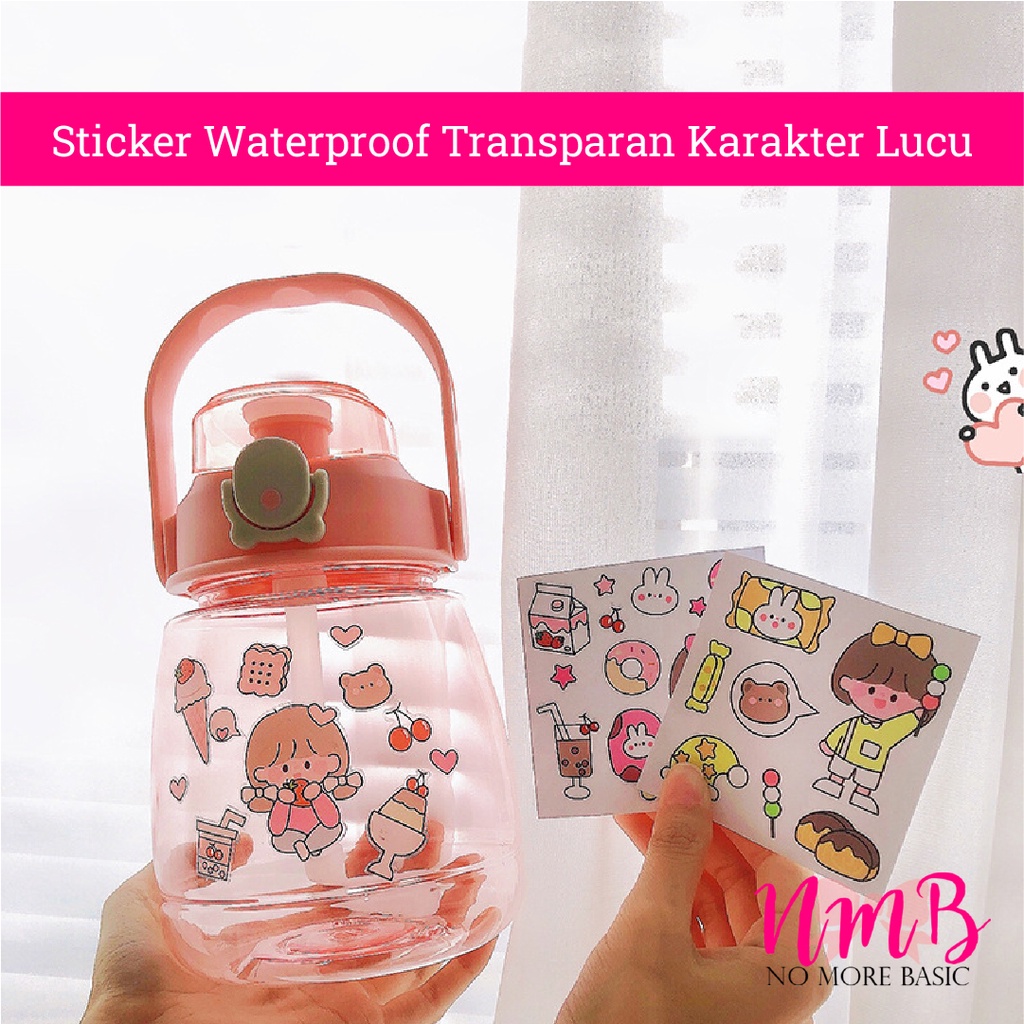 Sticker Waterproof Transparan Karakter Lucu Harga 1 Lembar