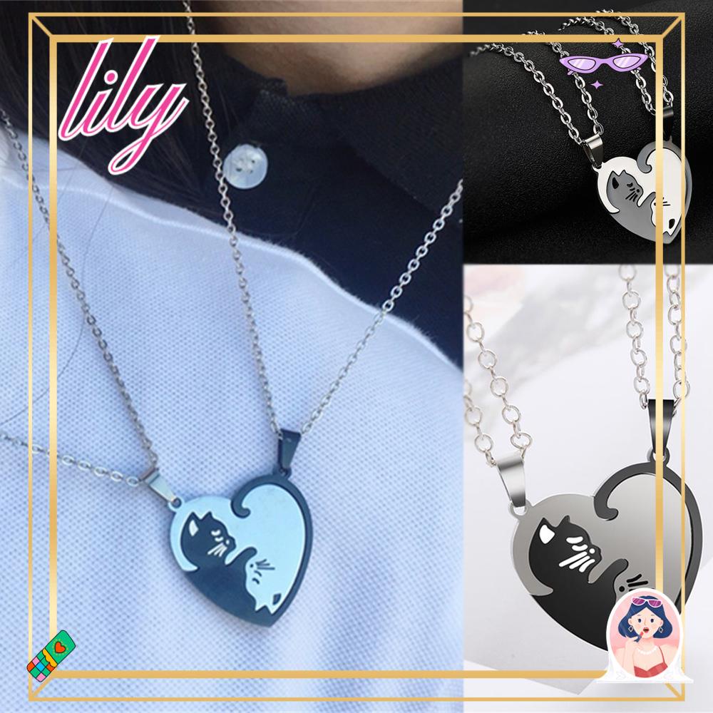 Lily Cat Kalung Fashion Perhiasan Hadiah Anti Karat Untuk Pasangan Yin Yang Necklace