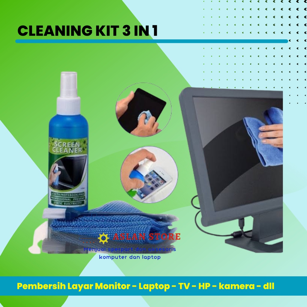 Cairan Spray Pembersih Layar Komputer,Tv,Laptop LCD Screen Cleaner Cleaning Kit