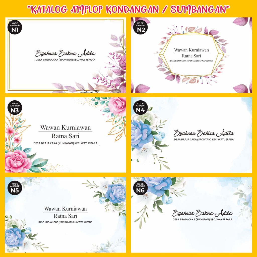 

Amplop Kondangan/Sumbangan Custom Nama & Alamat Uk 11x7cm / Amplop Custom