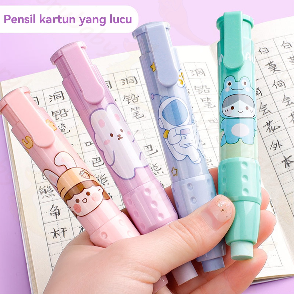 Ivorybaby Penghapus mekanik lucu Sliding eraser set Mechanic eraser free 2 pcs refill