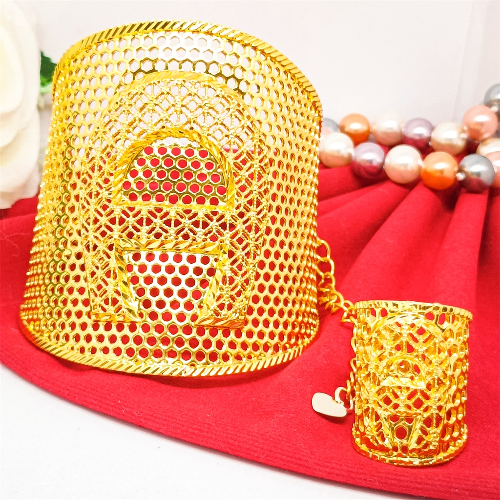 Gelang kendari Gelang Tangan Xuping Terbaru Dubai Perhiasan lapis Emas 24k Wanita Motif Bangle