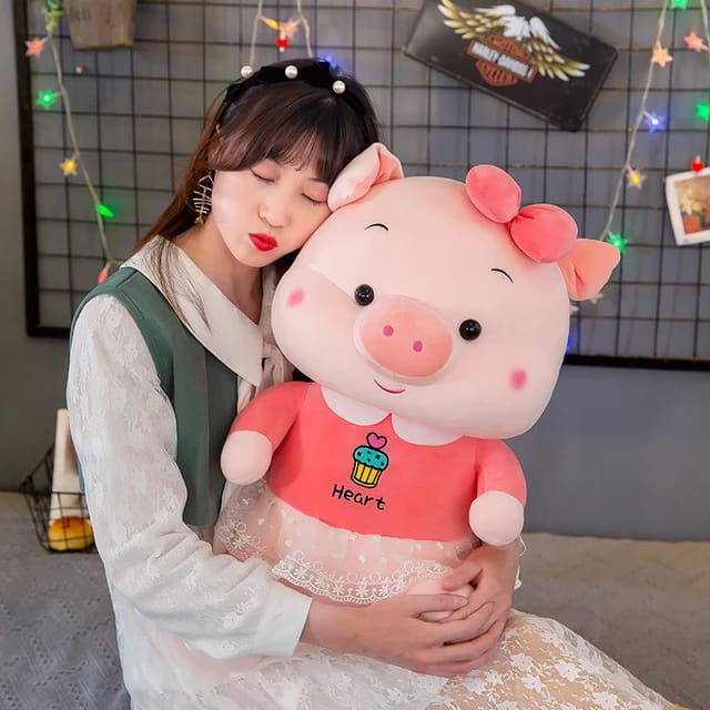 Mainan Boneka Piggy Pig Lucu Imut Boneka Babi Pakai Baju Renda Terbaru Bahan Plush