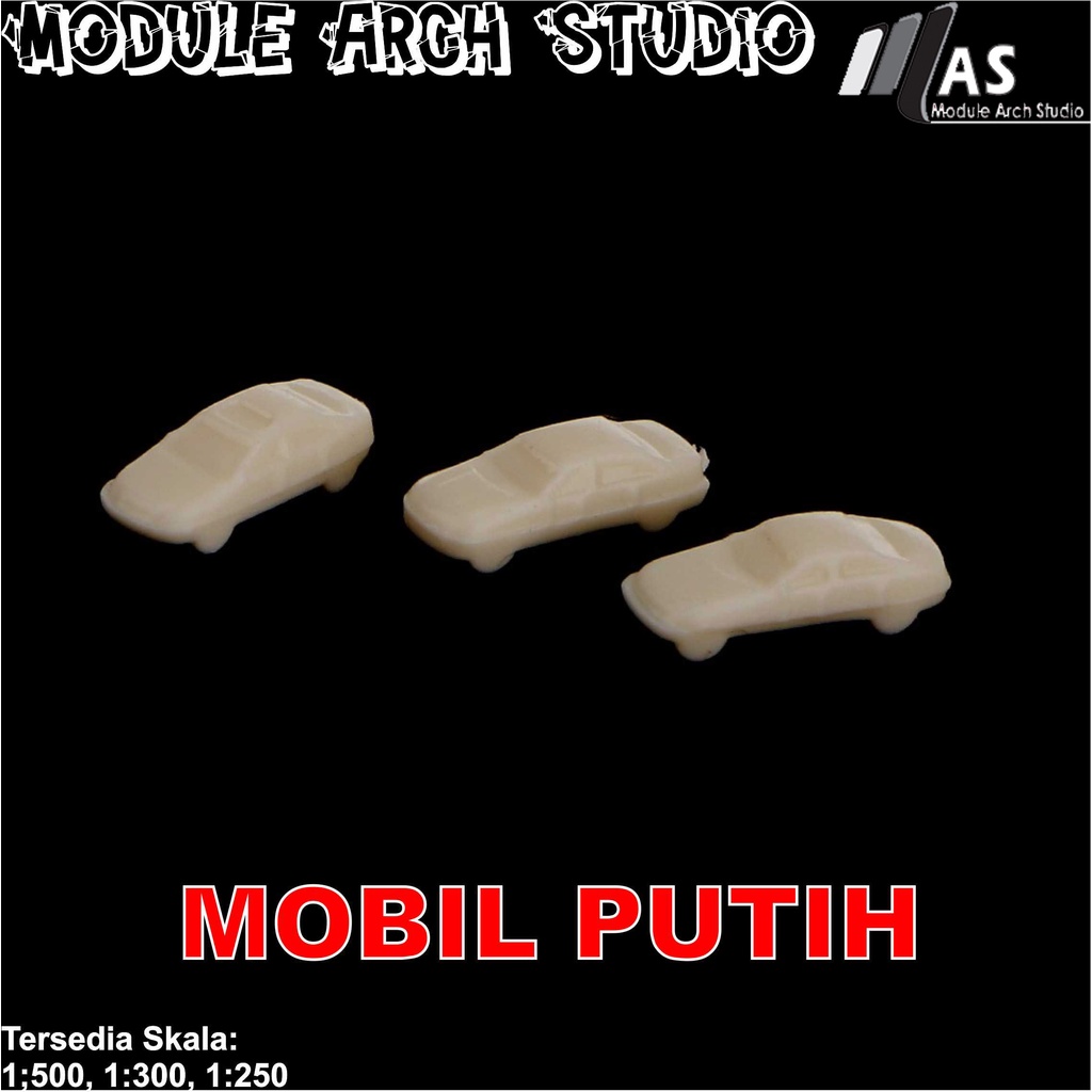 Maket Mobil Putih Skala  - Mobil Monochrome