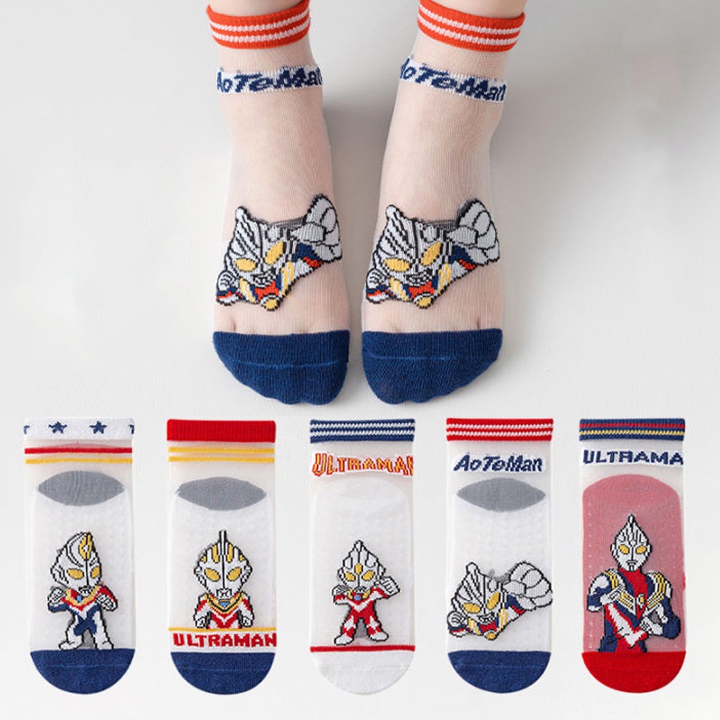 MurmerOfficial Kaos Kaki Anak Motif Ultraman Transparan Kaus Kaki Bayi Lucu KK045