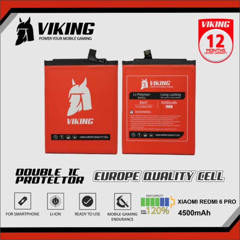 Baterai Viking Xiaomi Redmi 6 Pro MiA2 Lite - BM74 - bn74 Batu Baterai
