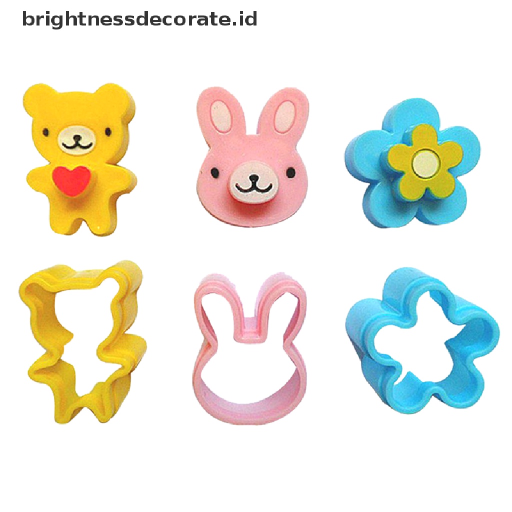 [Birth] 3pcs Pemotong Kerak Sandwich Cetakan Kue Roti Bento Maker Rabbit Panda Flower [ID]