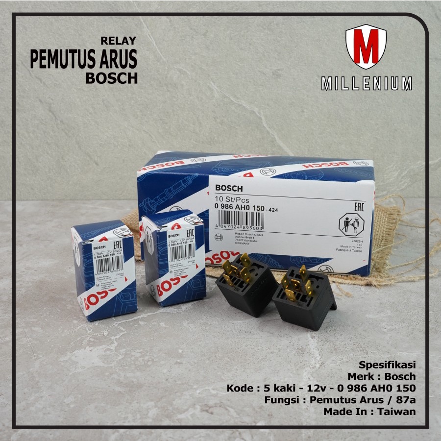 RELAY BOSCH KAKI 5 - 5 PIN 12V 30A 87A PEMUTUS ARUS BOSCH ORIGINAL