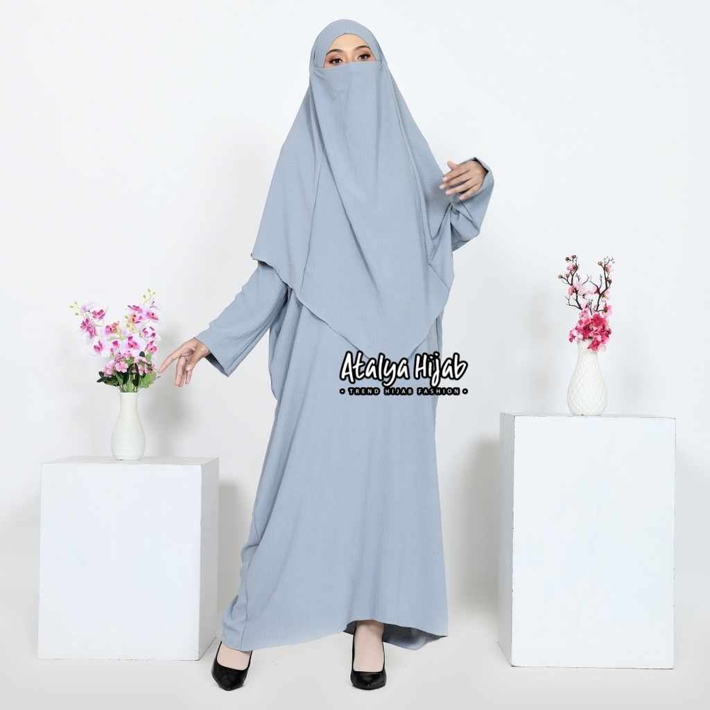 Gamis Kaftan Yoora + Khimar Instan Niqab / gamis syari / gamis hijab / grosir / fashion muslim