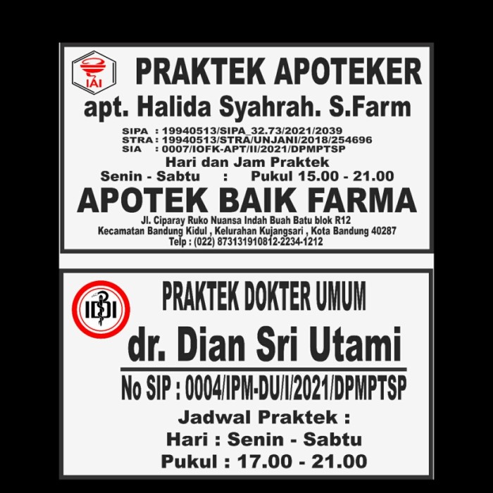 

Paja Plang Nama Jalan Toko Dokter Akrilik 50 X 50 Cm Bolak Balik