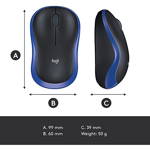 LOGITECH M185 MOUSE WIRELESS BLUE/RED/GREY