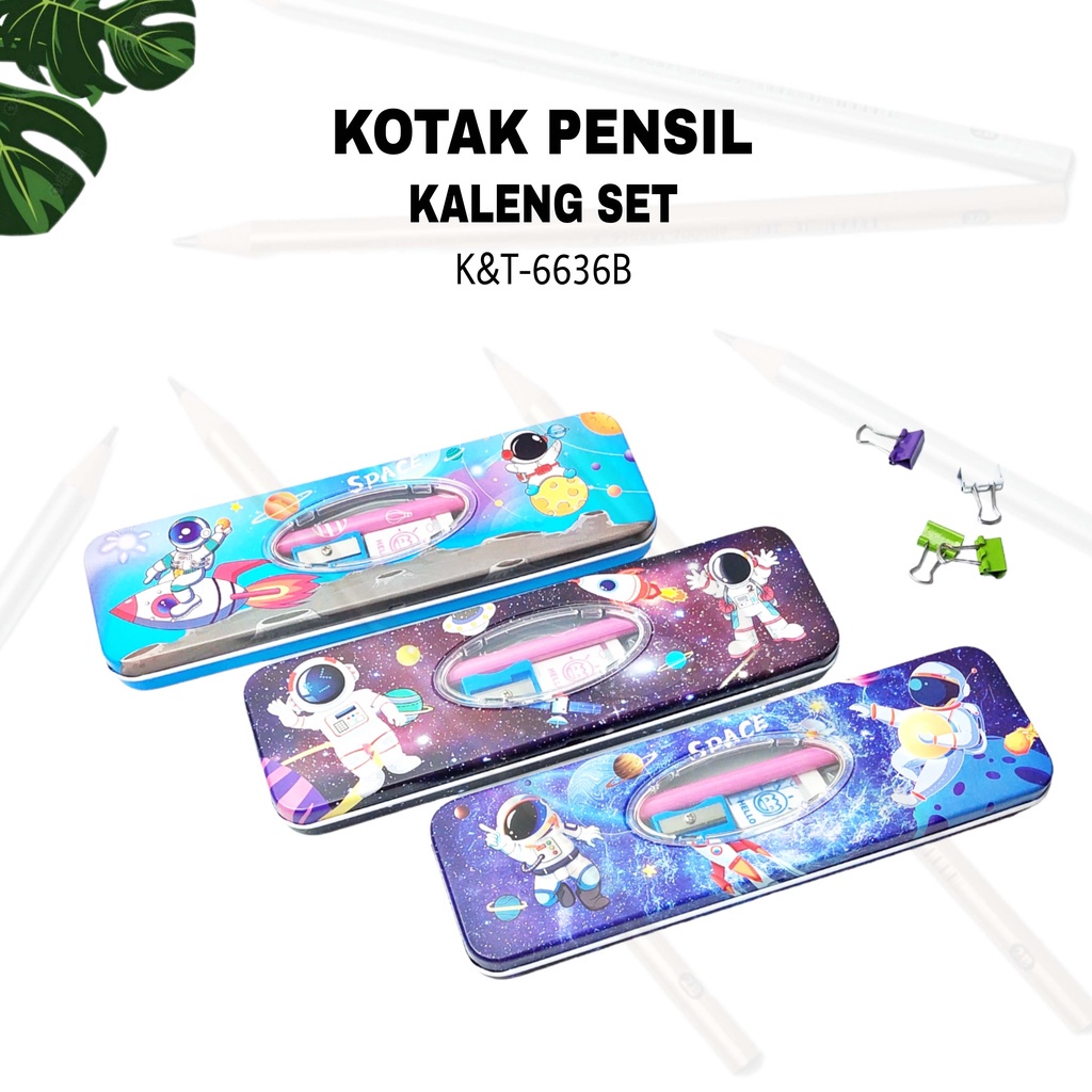 Kotak pensil K&amp;T-6636B Isi Pensil Rautan Penghapus