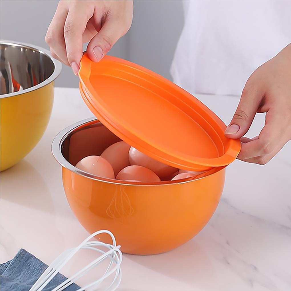 5buah Set Mixing Bowl Set Mangkuk Saji Stainless Steel Warna-Warni Dapat Ditumpuk Wadah Makanan Salad Peralatan Makan Untuk Dapur