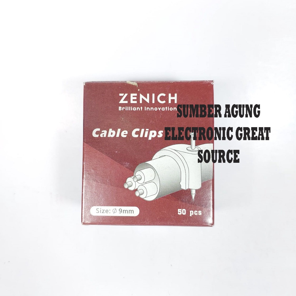 Zenich Cable Clips 9mm Klem Kabel Listrik no 9 Kotakan isi 50biji