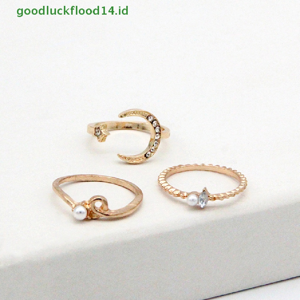 [GOOGFOUR] 10pcs/set Cincin Bulan Bintang Wanita Gadis Bohemian set Perhiasan Hadiah Aksesoris [TOP]