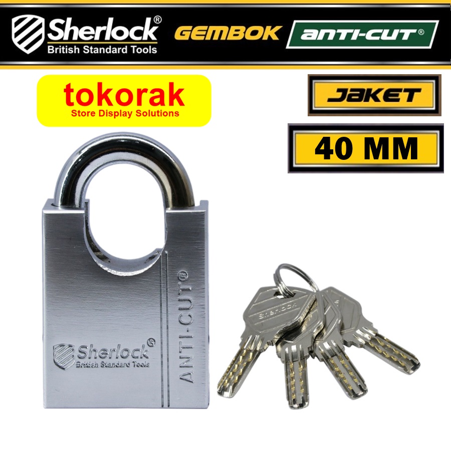 GEMBOK SHERLOCK JACKET ANTICUT 40 MM PENDEK PADLOCK JAKET ANTI CUT