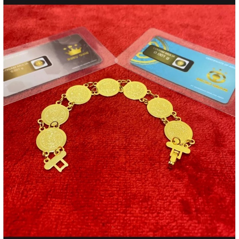 promo gelang tangan hongkong motif koin lapis mas 24k Bonus logam mulia