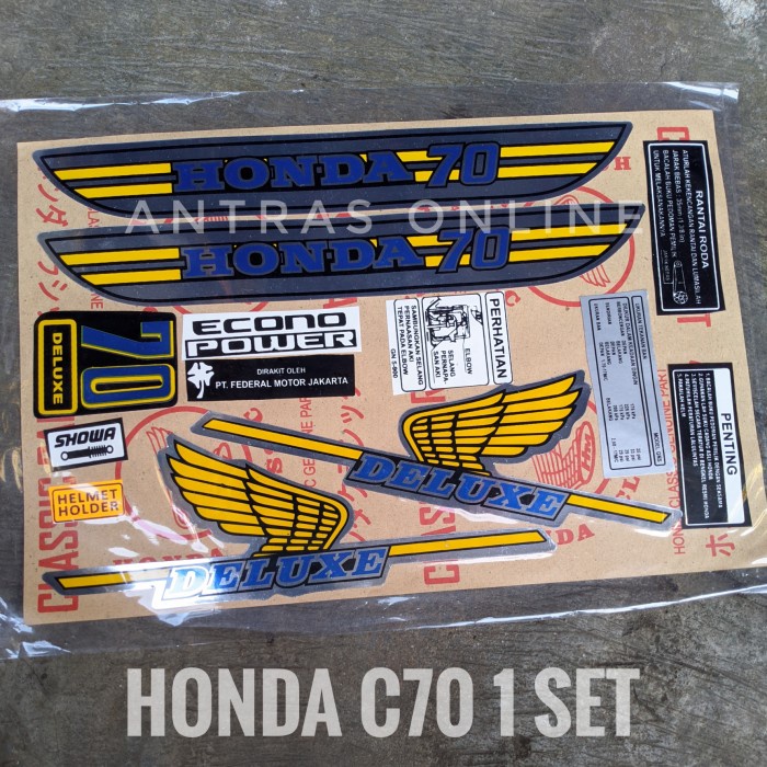 

TERLARIS | striping Honda c70 semua tahun - stiker lis motor standar - kuningbiru-krom