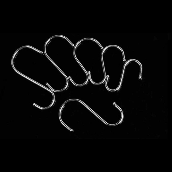 Hanger Gantungan S Type Hook Stainless Steel 10 PCS - M127 - Silver, 6 CM