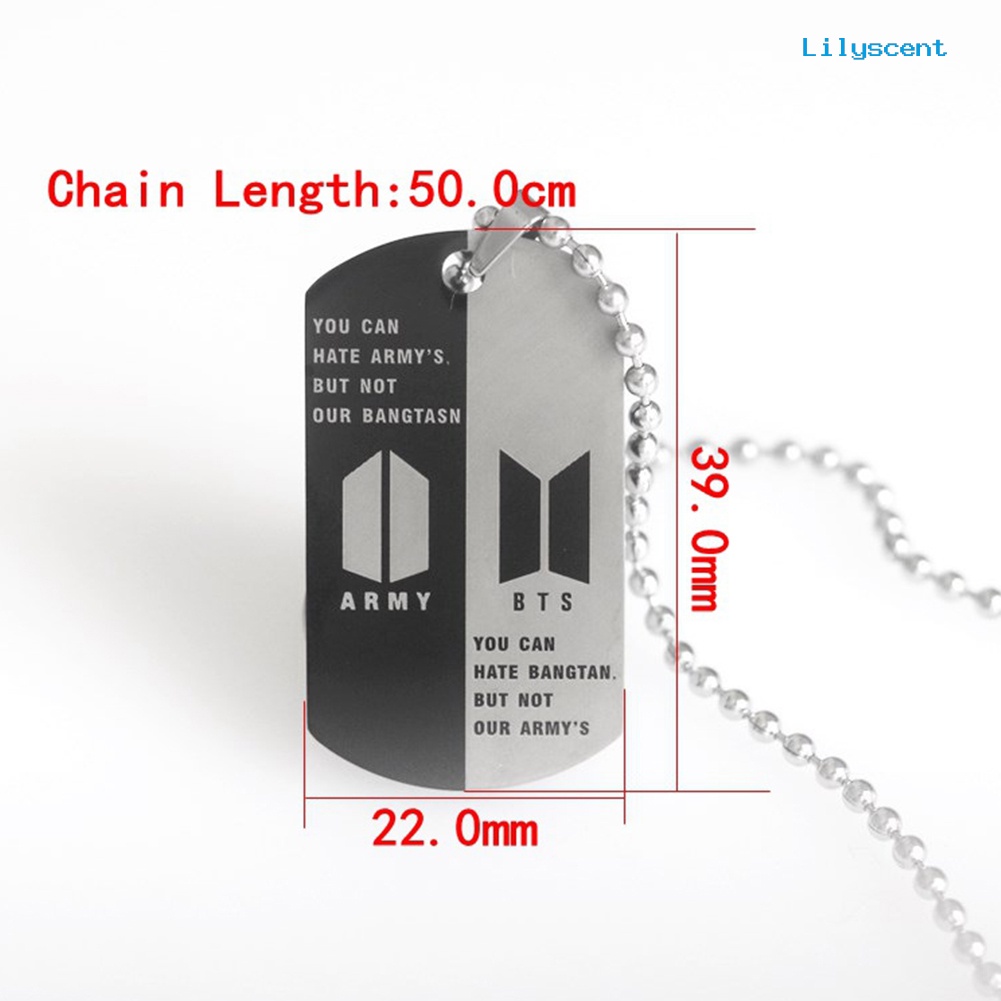 Ls Unisex Bangtan Boys Logo Tag Liontin Rantai Stainless Steel Neckace Perhiasan Hadiah