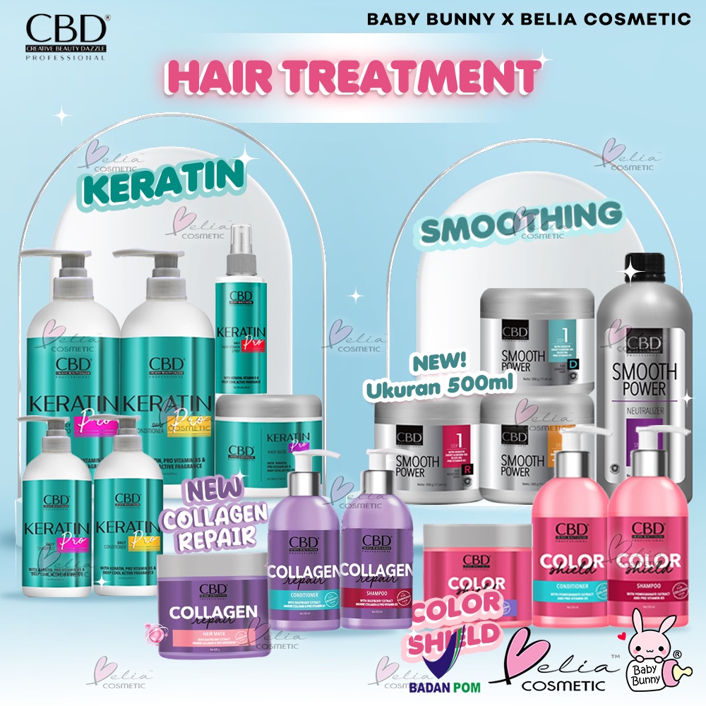 ❤ BELIA ❤ CBD Professional Series | Hair Treatment Keratin Pro | Color Shield | Smoothing Power | Shampo | Conditioner | Hair Mask | Hair Vitamin Spray | BPOM