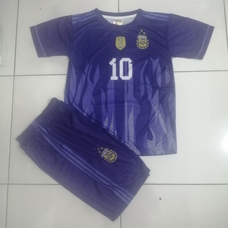 Jersey bola anak ARGENTINA messi away/Setelan Baju Bola anak argentina away messi usia 5-12tahun