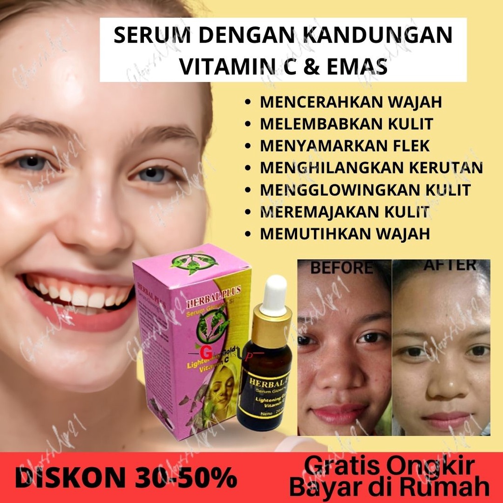 HERBAL PLUS Serum Glowing Skin Lightening Gold + Vitamin C 20ml