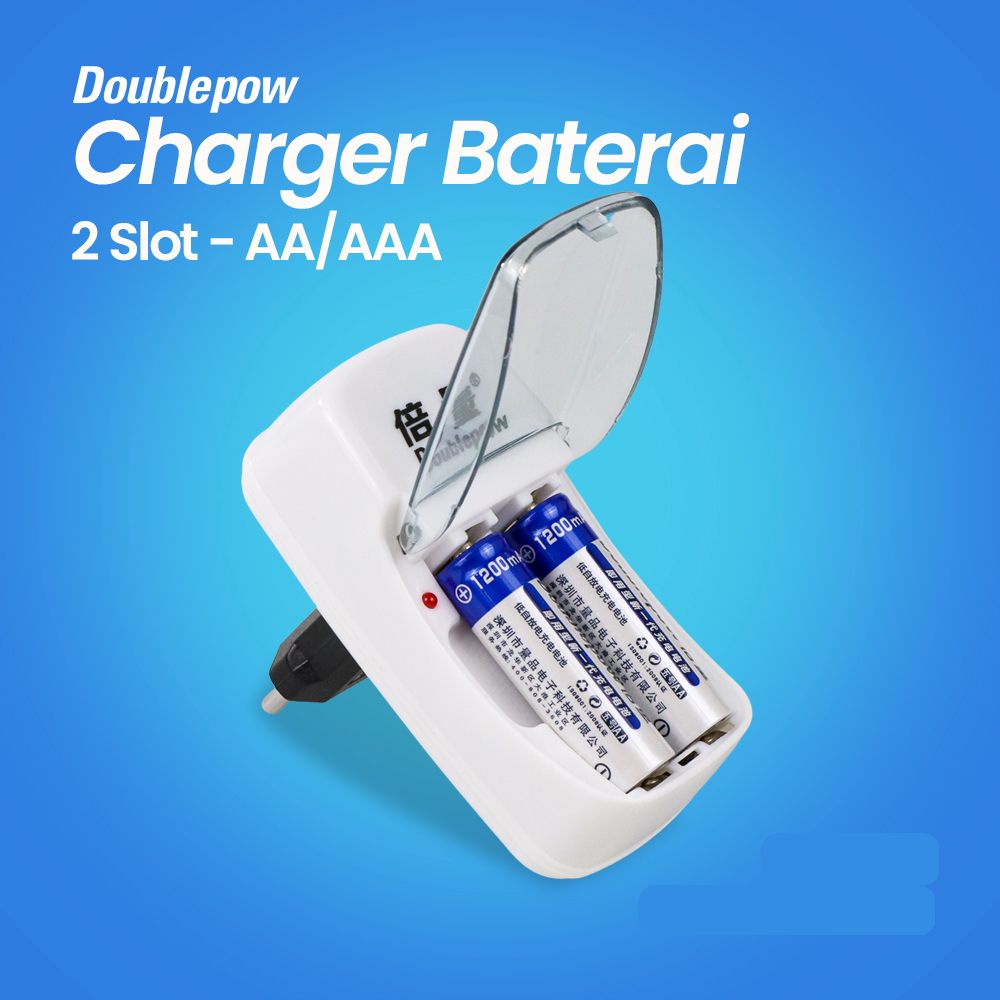 Baterai Charger AAA / AA Doublepow` 2 Slot Battery` Recharger Batre Cas A3 / A2