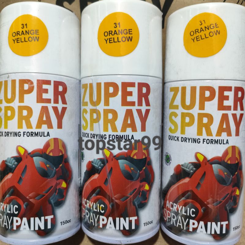 Zuper Pilox Pilok Cat Semprot Warna Orange Yellow Kuning Lemon Glossy 31 150cc Spray Paint