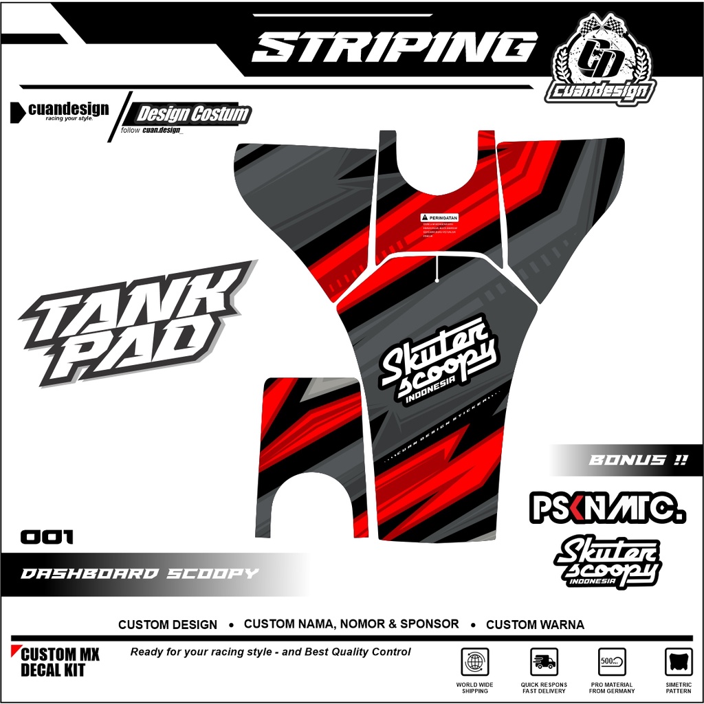 STIKER STRIPING PELINDUNG DASHBOARD / THANKPAD / DECKPAD MOTOR SCOOPY STICKER SCOOPY 2020 2021 2022
