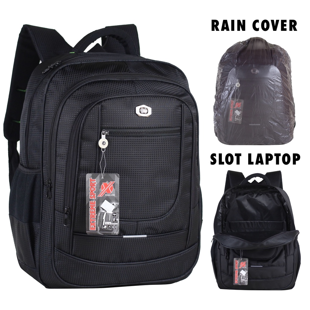 Tas Pria Extreme Polos Hitam Scotlite sekolah SD SMP SMA Backpack Free Raincover Harga Murah Bahan Awet Tebal Terjangkau