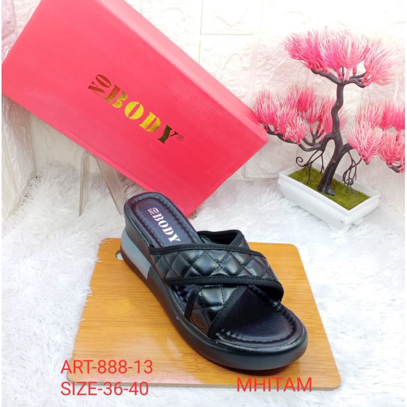 SANDAL WEDGES IMPORT WANITA NOBODY 888-13