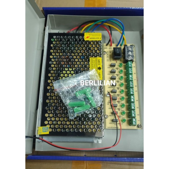 Power Supply DC 12V 10A 9 Output Cabang input ac 110/220V CCTV Power Supply