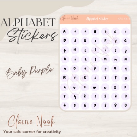 Alphabet Sticker Label Warna / Stiker Alfabet / Stiker Warna alphabet - BABY PURPLE