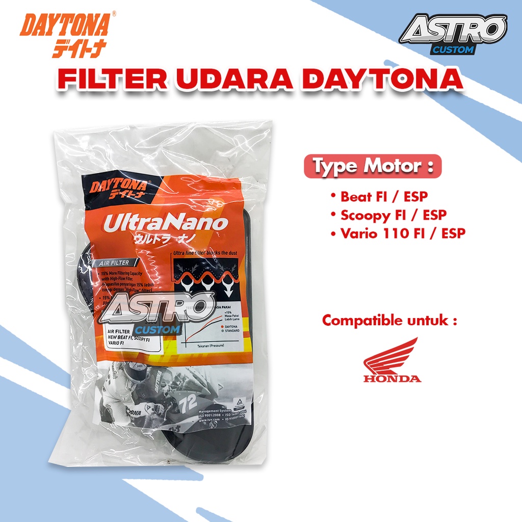 Filter Udara Daytona Beat Fi Scoopy Fi ESP Vario 150 125 PCX Mio M3 Xride NMAX Ultra Nano Air Filter