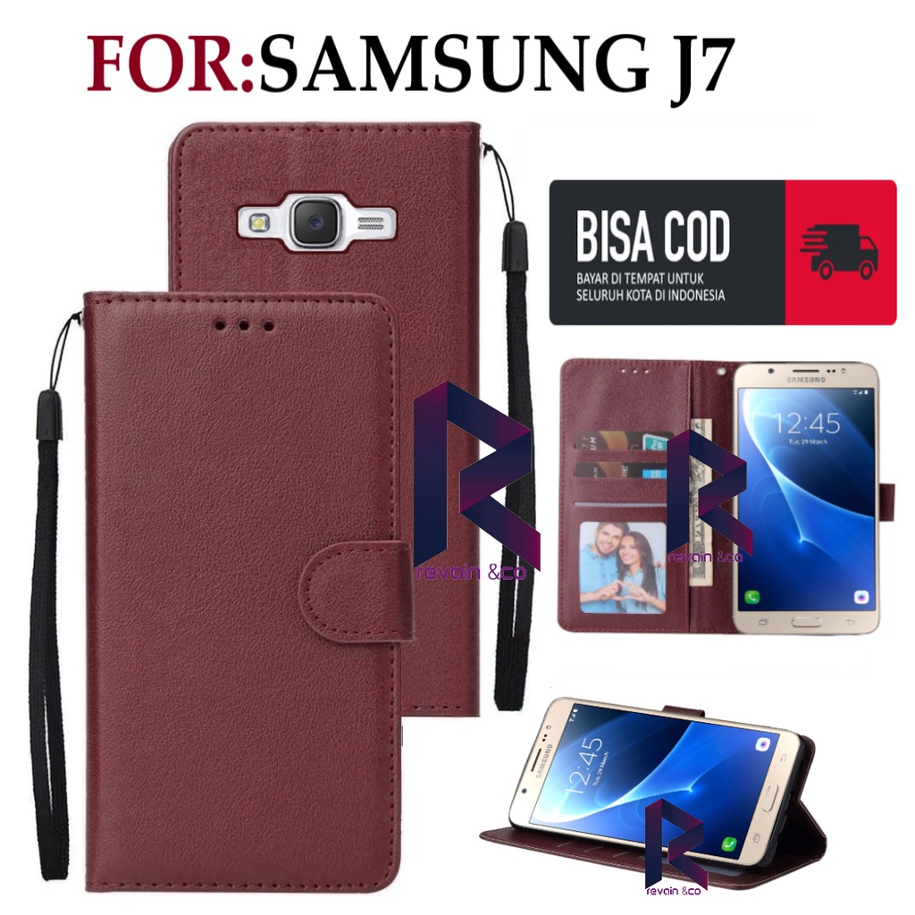 CASE SAMSUNG J7 FLIP WALLET LEATHER KULIT PREMIUM SARUNG BUKA TUTUP KESING HP FLIP CASE SAMSUNG J7