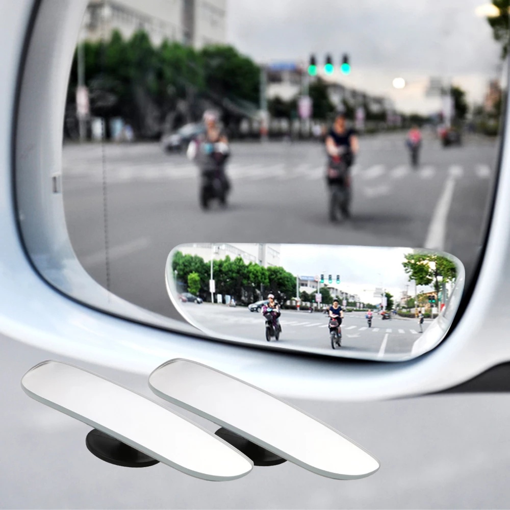 2pcs Clear Mobil Wide-angle Blind Spot Glass Convex Adjustable 360derajat Universal HD Spion Bolak Balik Parkir Spion Frameless Slim