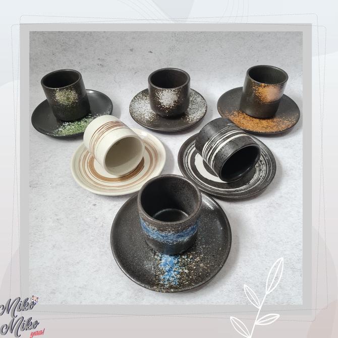Set Alat Minum | Tatakan Gelas + Piring | Cangkir Keramik Nordic