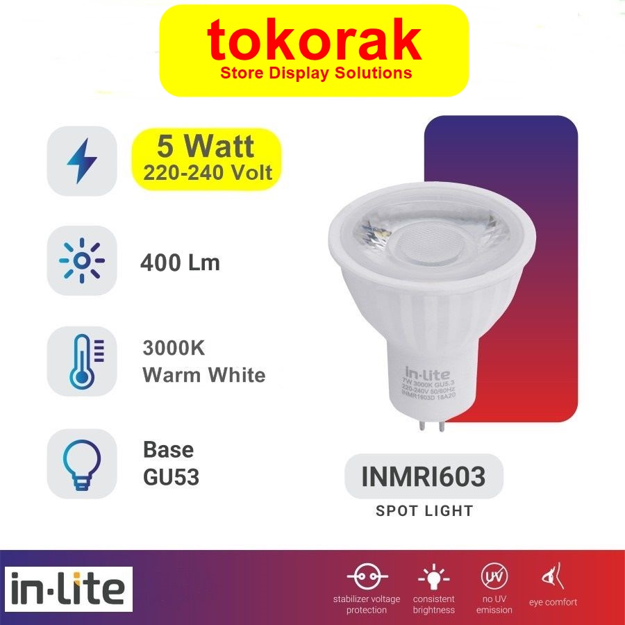 LAMPU LED 5W INLITE MR16 HALOGEN 5 W 5WATT WATT IN LITE MR 16 INMR1603