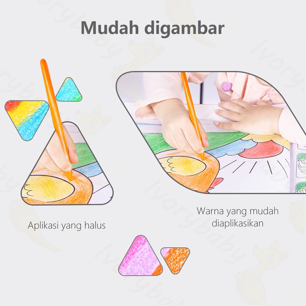 Ivorybaby 24/36crayon lab krayon kerayon plastik bentuk triangular anti kotor