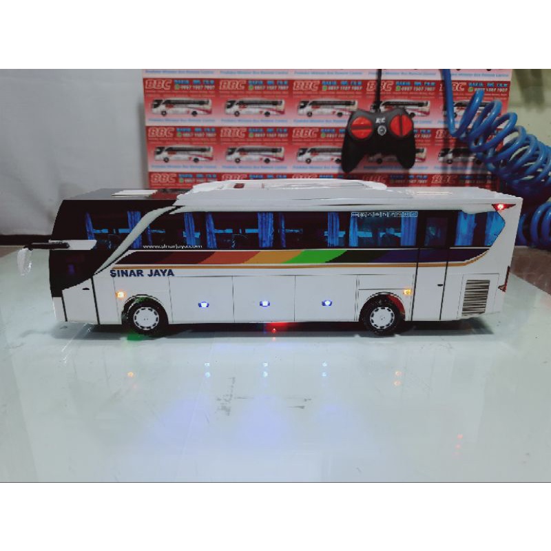 Miniatur bus RC Sinar Jaya ( Remote Control ) DETIL RAPIH FULL TELOLET FULL STROBO FULL LED