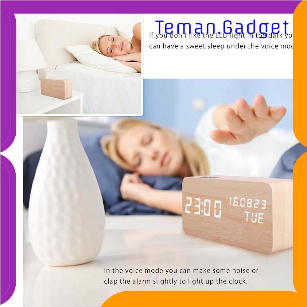 TG-PJM Lovin Jam Weker Alarm Motif Kayu Digital Voice Control - TX602