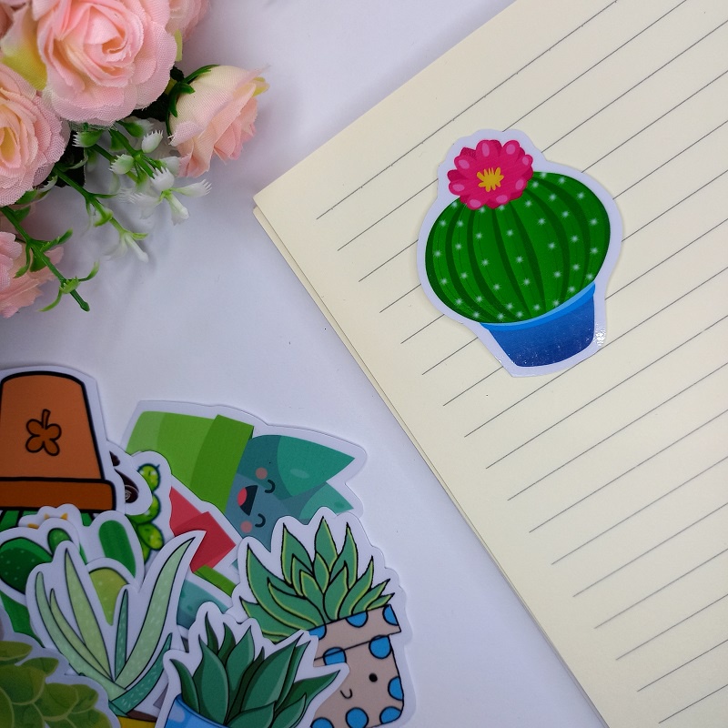 Stiker Satuan Floral Tanaman Cactus Lucu Stiker Ecer Kaktus Waterproof Sticker Lucu Aesthetic Hiasan Laptop Botol Tumbler Case Hp DIY Stiker Laptop