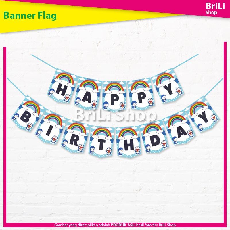 Bunting Flag Happy Birthday Doraemon Banner Ulang Tahun Ultah Doremon
