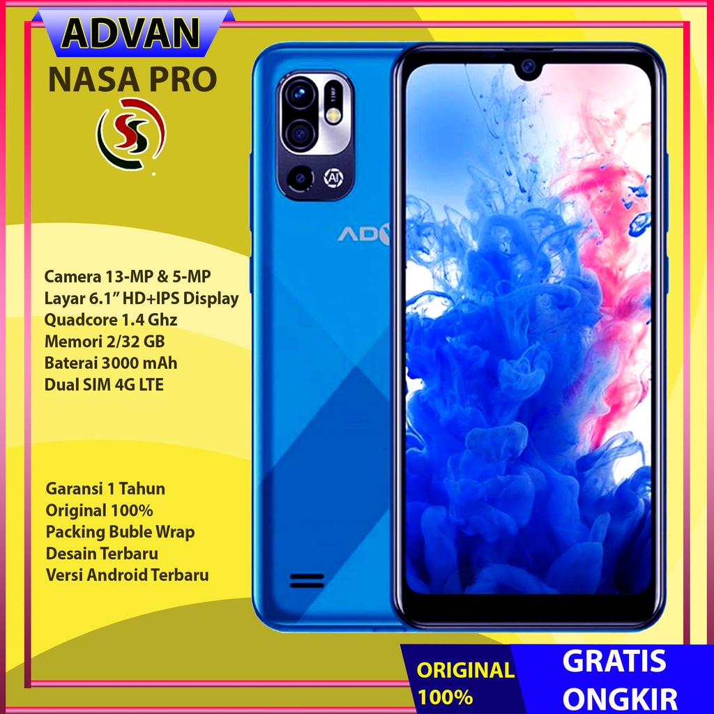 Advan Nasa Pro 2GB / 32GB 6.1 Inch Android 11 Garansi Resmi Biru