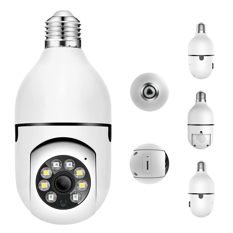 【COD】CCTV Kamera 5G Bulb Night Vision Surveillance Camera Color Automatic Human Tracking Zoom Indoor Security Monitor Wifi Camera