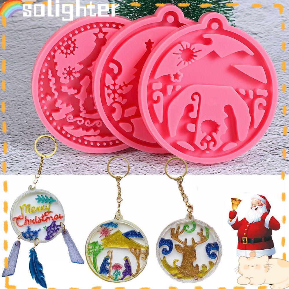 Solighter Cetakan Bola Natal Kerajinan Resin Alat Kue Clay Mold Jewelry Making Tool